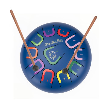 Bardzo Duży Granatowy Bębenek Językowy - 11 Tonów - Stalowy 24 cm - Puce & Pilou - Moulin Roty