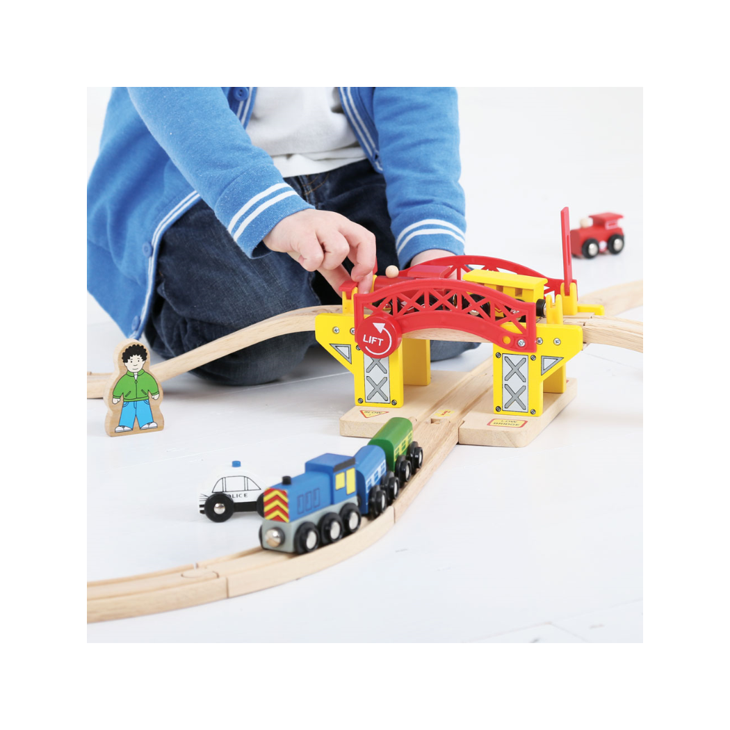 Most Zwodzony - Wiadukt Kolejowy z Dwoma Dodatkowymi Torami - seria Drewniana Kolejka - BigJigs