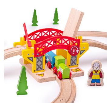 Most Zwodzony - Wiadukt Kolejowy z Dwoma Dodatkowymi Torami - seria Drewniana Kolejka - BigJigs