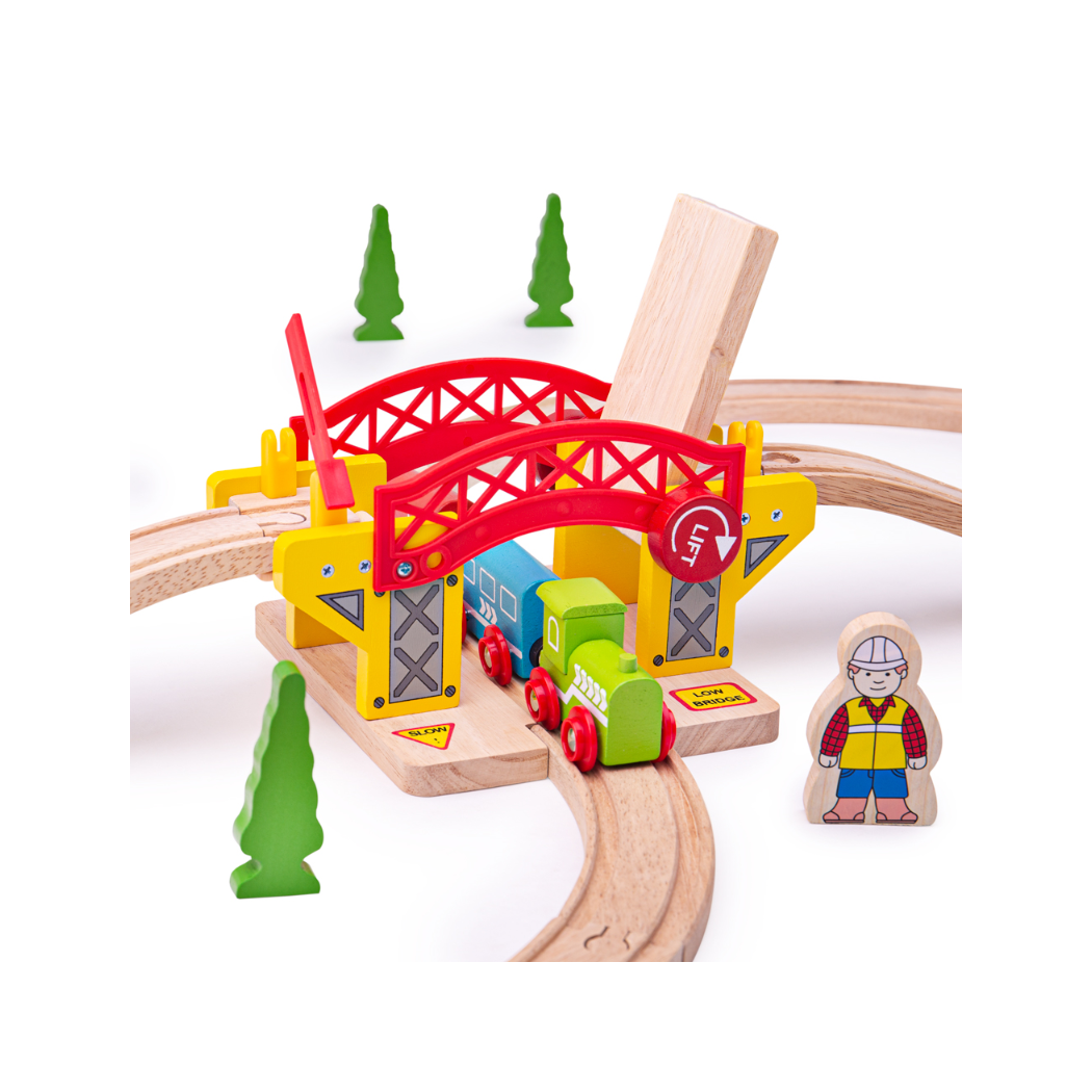 Most Zwodzony - Wiadukt Kolejowy z Dwoma Dodatkowymi Torami - seria Drewniana Kolejka - BigJigs