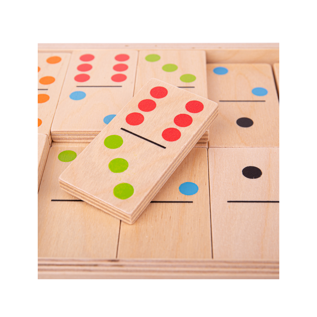 Duże Drewniane Domino - Klasyczna Gra XL - 28 Klocków i Skrzynka - BigJigs Toys