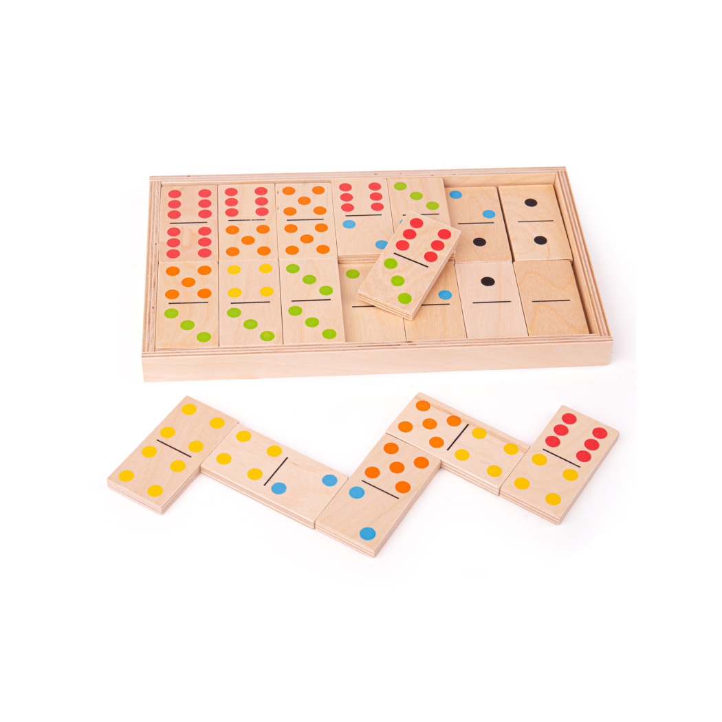 Duże Drewniane Domino - Klasyczna Gra XL - 28 Klocków i Skrzynka - BigJigs Toys