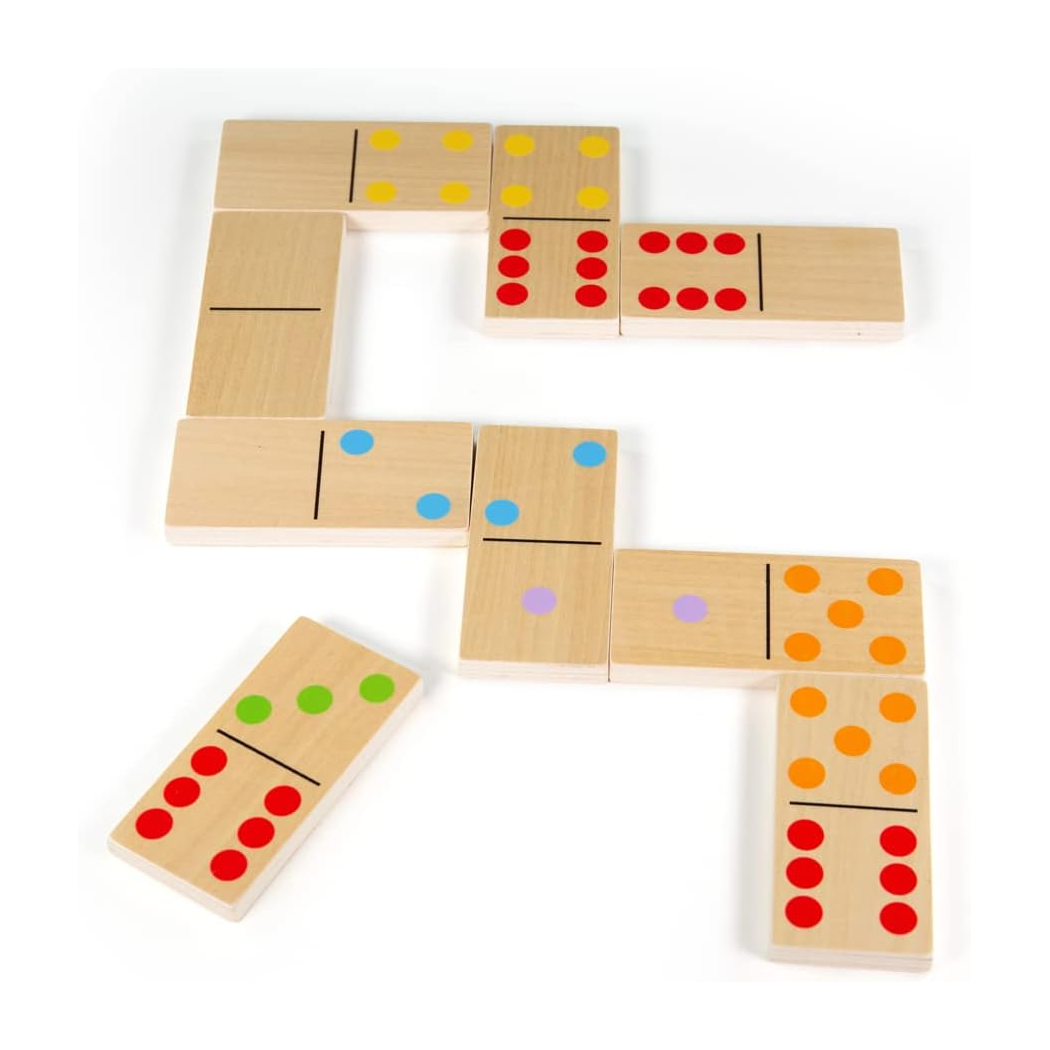 Duże Drewniane Domino - Klasyczna Gra XL - 28 Klocków i Skrzynka - BigJigs Toys