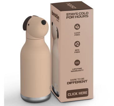 Pies Pepper - Butelka Termiczna 460 ml ze Słomką z Motywem Pieska - Beżowa Bestie Bottle - Asobu