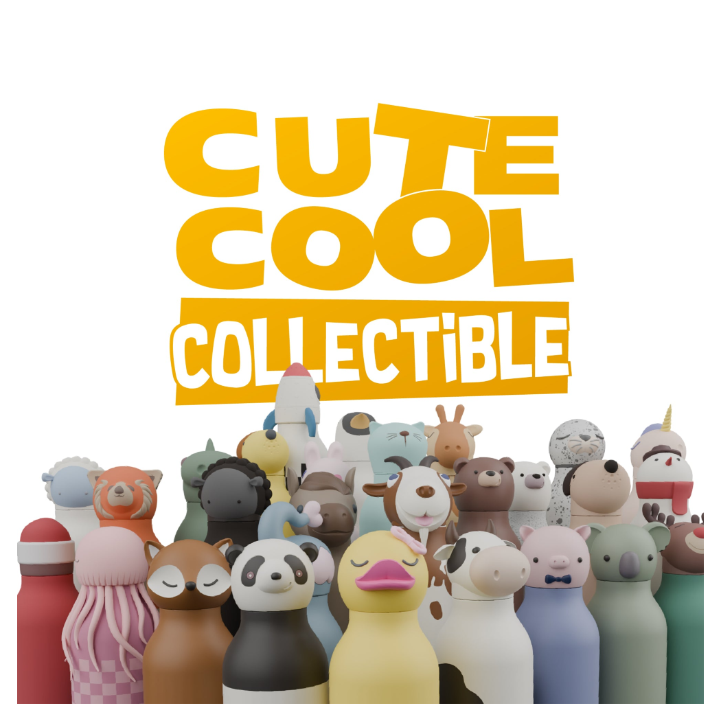 Pies Pepper - Butelka Termiczna 460 ml ze Słomką z Motywem Pieska - Beżowa Bestie Bottle - Asobu