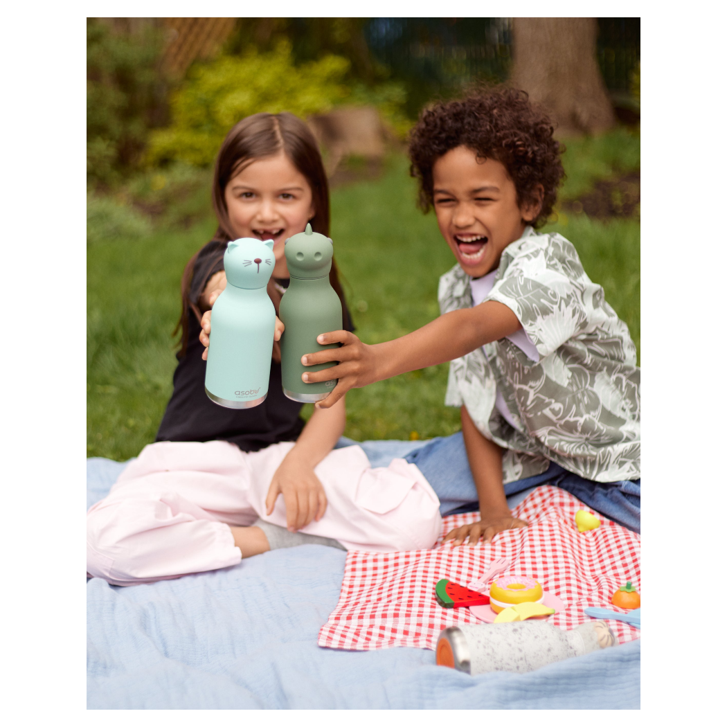 Dinozaur Cillian - Butelka Termiczna 460 ml ze Słomką z Motywem Dinozaura - Zielona Bestie Bottle - Asobu