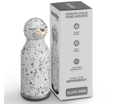 Foka Zippy - Butelka Termiczna 460 ml ze Słomką z Motywem Foki - Szara Bestie Bottle - Asobu