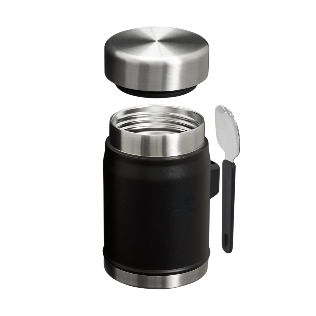 Black Czarny Termos 0.4L - Termos Obiadowy z Łyżkowidelcem Spork - Stanley