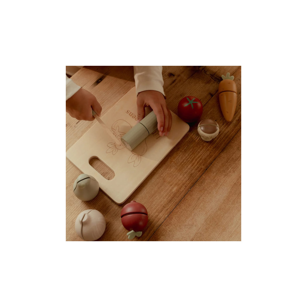 Deska do Krojenia z Warzywami - Drewniana Zabawka Edukacyjna - Nauka Krojenia - Little Dutch