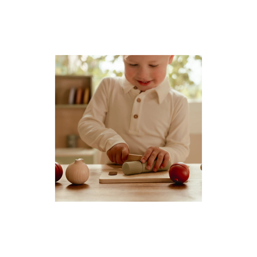 Deska do Krojenia z Warzywami - Drewniana Zabawka Edukacyjna - Nauka Krojenia - Little Dutch
