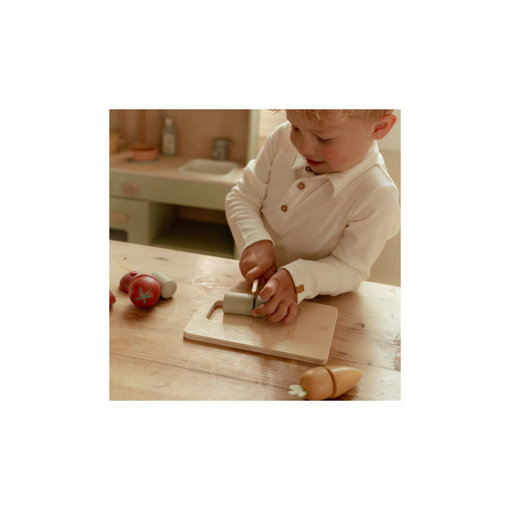 Deska do Krojenia z Warzywami - Drewniana Zabawka Edukacyjna - Nauka Krojenia - Little Dutch