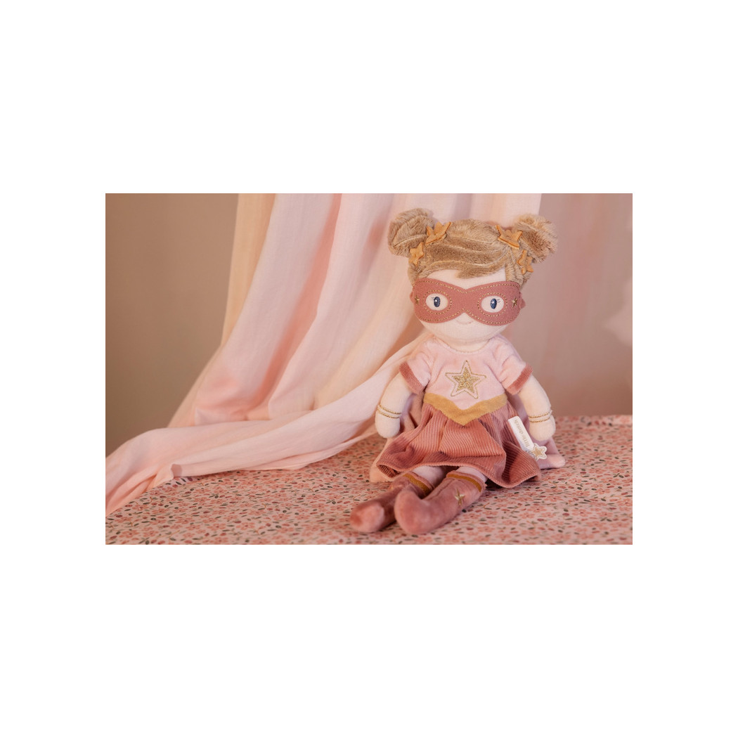 Superbohaterka Rosa - Dziewczynka w Kostiumie Heroski - Miękka Pluszowa Lalka Przytulanka 35 cm - Little Dutch