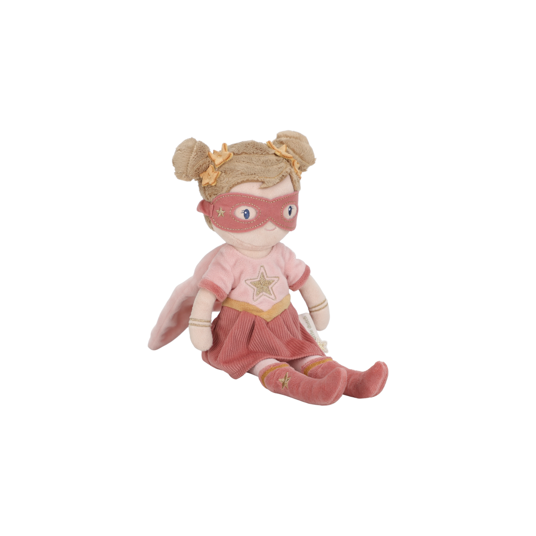 Superbohaterka Rosa - Dziewczynka w Kostiumie Heroski - Miękka Pluszowa Lalka Przytulanka 35 cm - Little Dutch