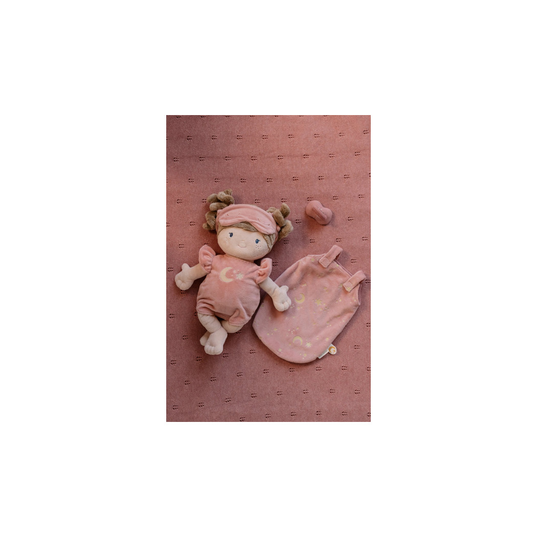 PROMOCJA Rosa Bobas - Lalka w Śpiworku z Magnetycznym Smoczkiem - Miękka Pluszowa Przytulanka 40 cm - Little Dutch