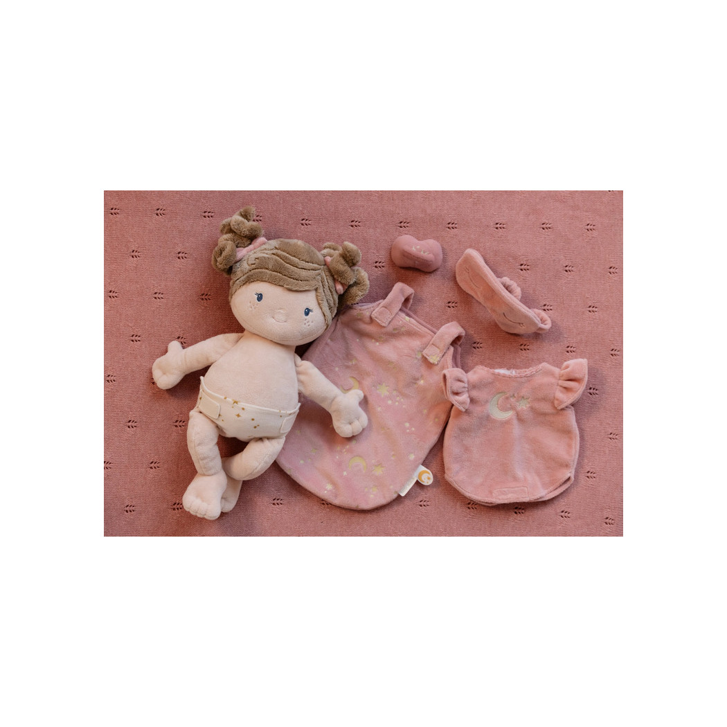 PROMOCJA Rosa Bobas - Lalka w Śpiworku z Magnetycznym Smoczkiem - Miękka Pluszowa Przytulanka 40 cm - Little Dutch