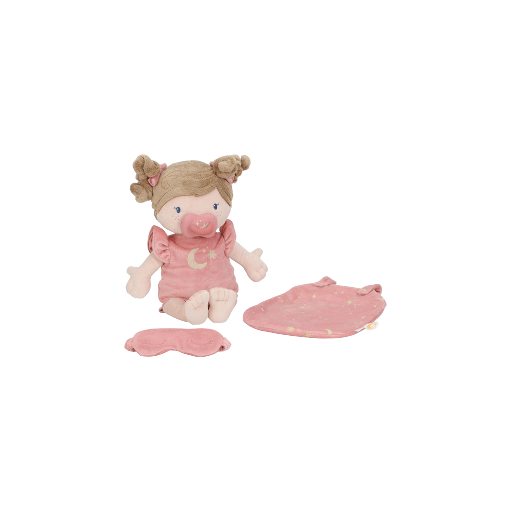 Rosa Bobas - Lalka w Śpiworku z Magnetycznym Smoczkiem - Miękka Pluszowa Przytulanka 40 cm - Little Dutch