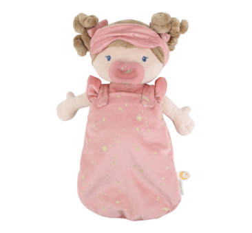 PROMOCJA Rosa Bobas - Lalka w Śpiworku z Magnetycznym Smoczkiem - Miękka Pluszowa Przytulanka 40 cm - Little Dutch