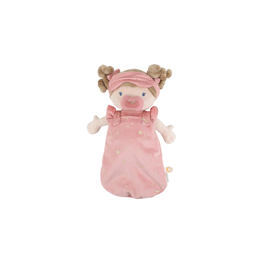 PROMOCJA Rosa Bobas - Lalka w Śpiworku z Magnetycznym Smoczkiem - Miękka Pluszowa Przytulanka 40 cm - Little Dutch