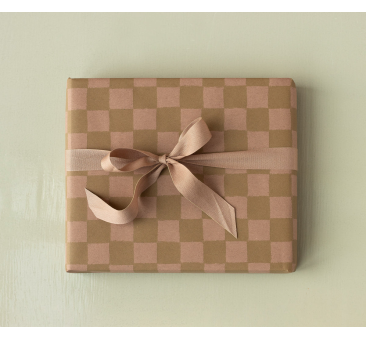 Kratka Róż / Ochra - Gruby Papier Do Pakowania Prezentów - 10 metrów x 55 cm - Maileg
