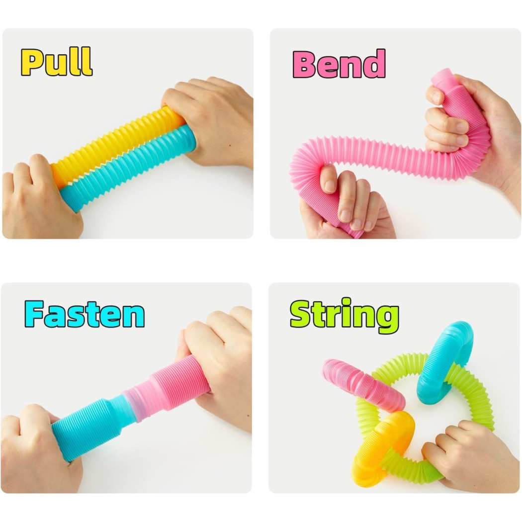 Elastyczne Rurki ze Świecącymi Kulkami - 13 elementów - Zabawka Sensoryczna - Mideer