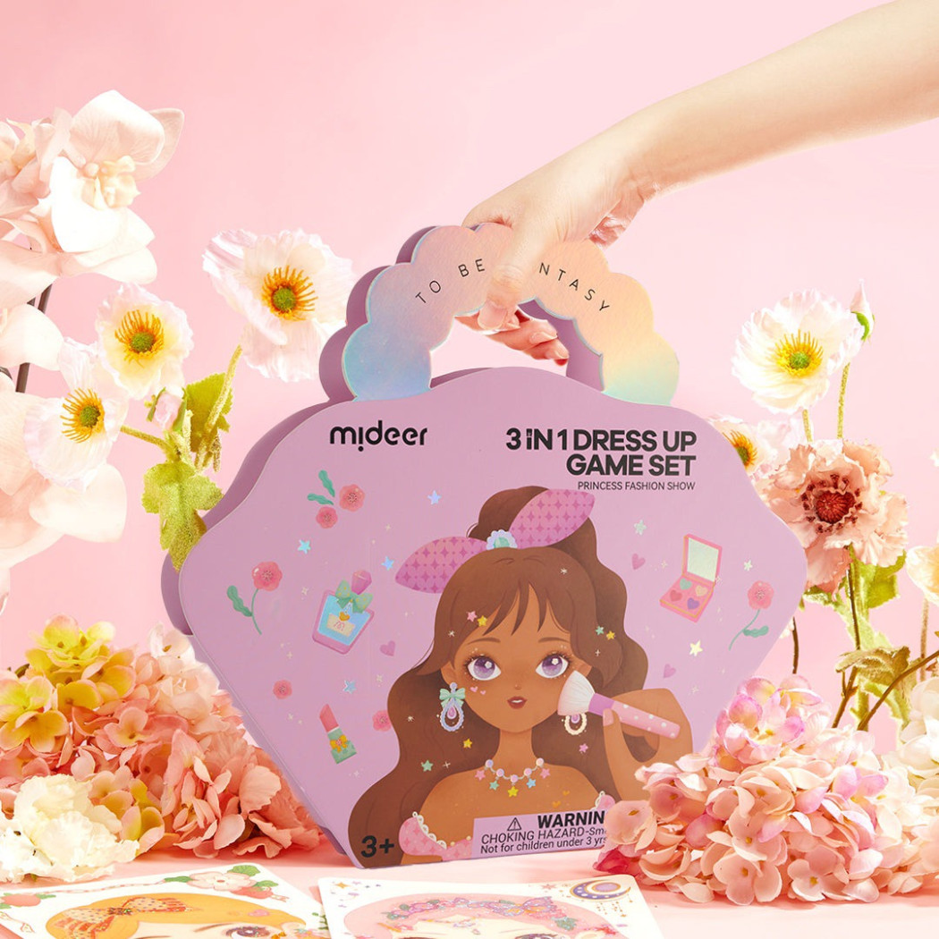 Pokaz Mody Księżniczek - Zestaw Kreatywny 3w1 - Wydrapywanki Naklejki Makijaż - Mideer
