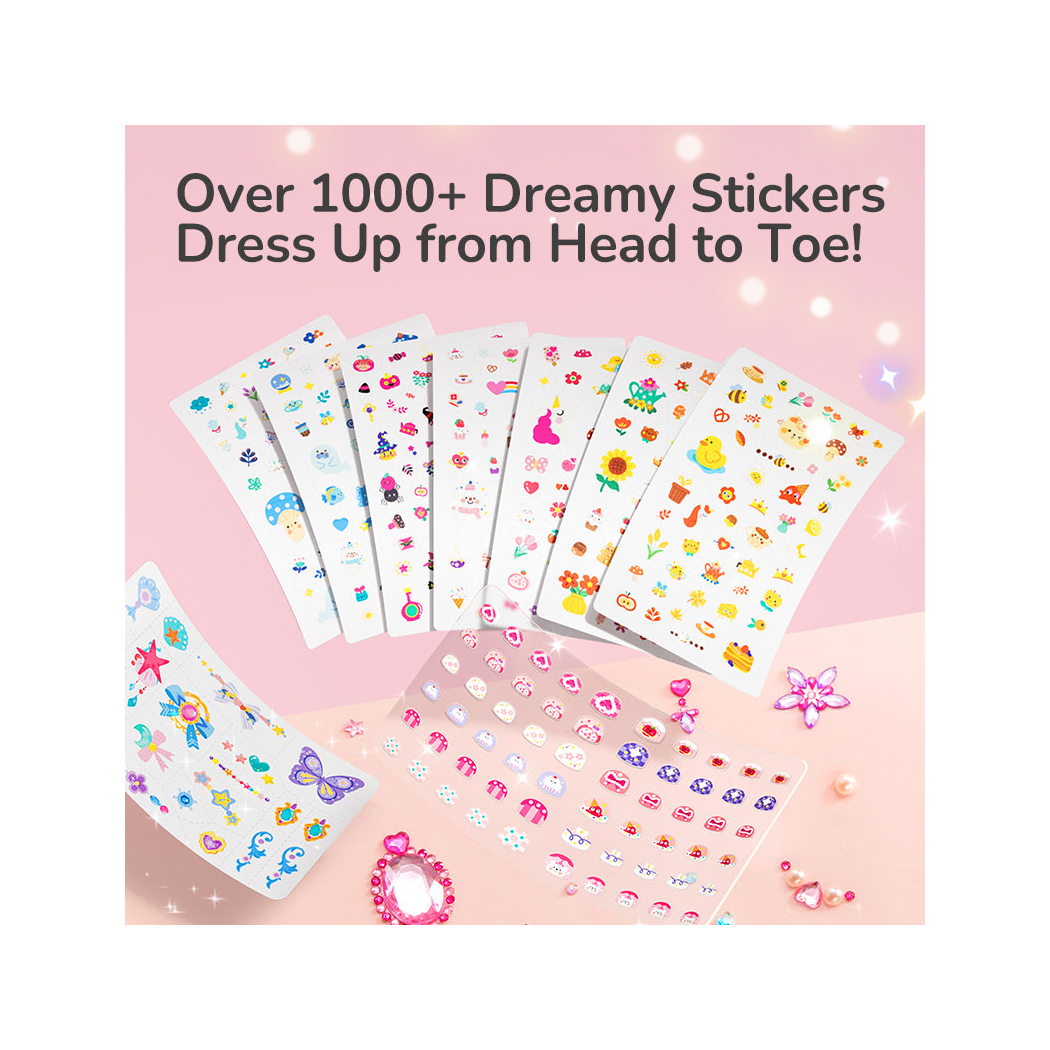 Ogród Elfów - 1000 Naklejek Tatuaży i Kryształków - Zestaw do Ozdabiania - Mideer