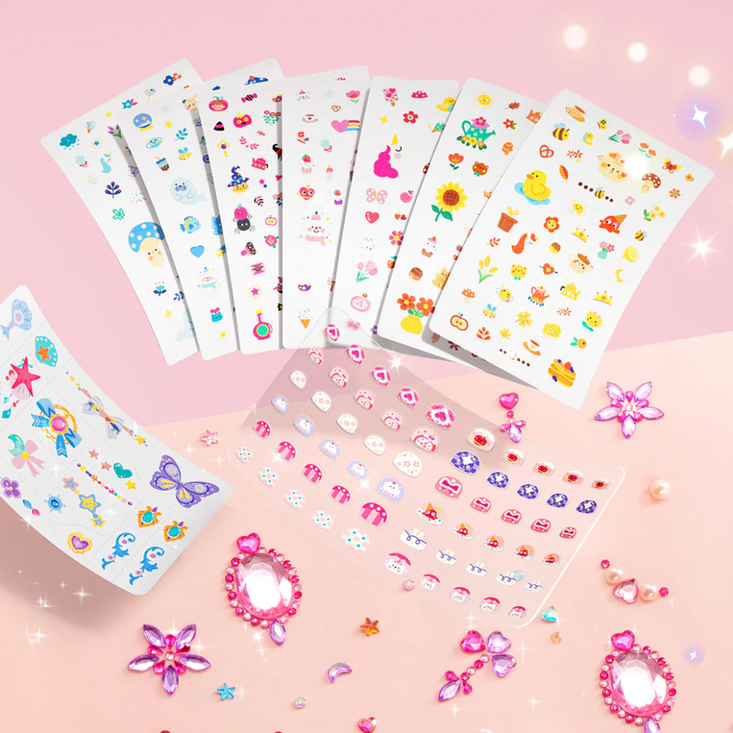 Ogród Elfów - 1000 Naklejek Tatuaży i Kryształków - Zestaw do Ozdabiania - Mideer