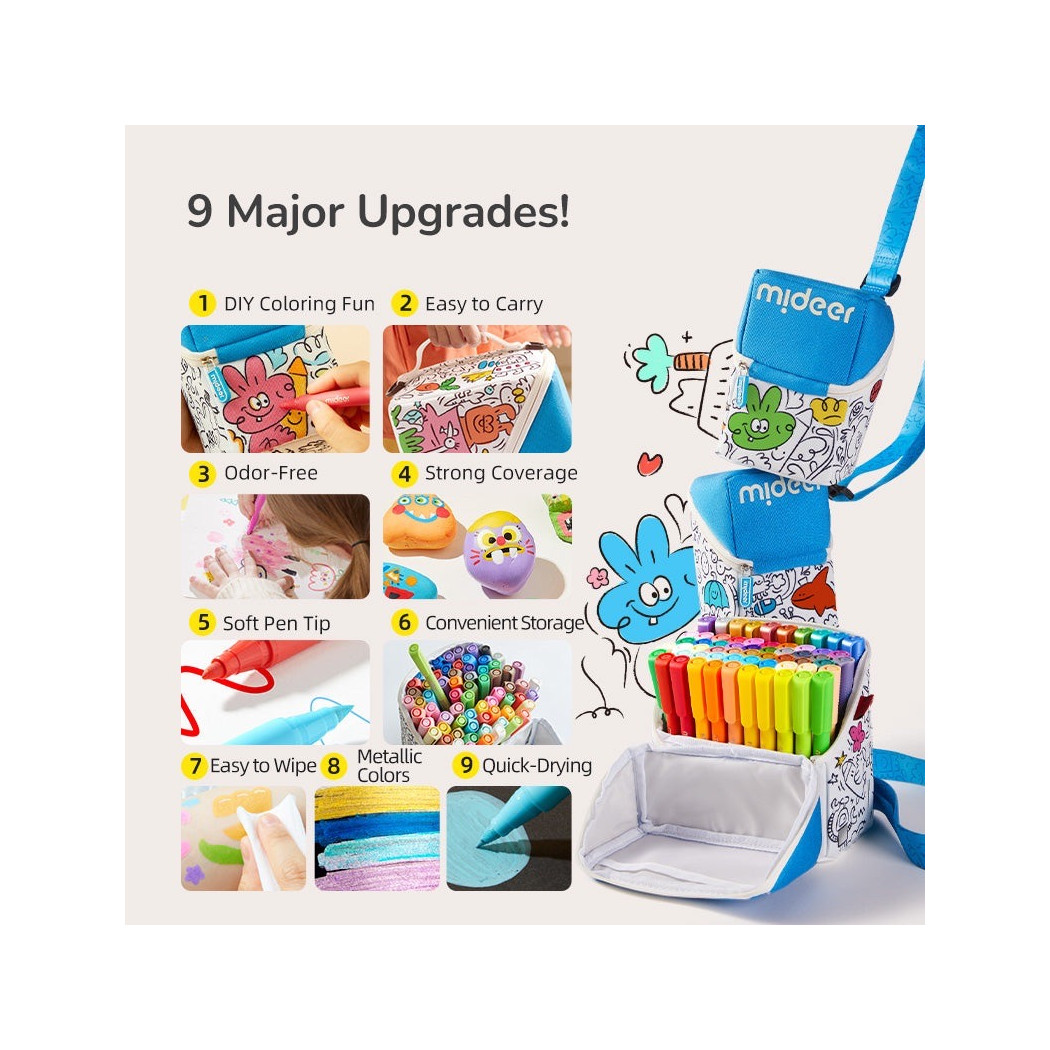 24 Kolory - Markery Akrylowe z Pędzelkową Końcówką w Futerale z Rączką - Mideer