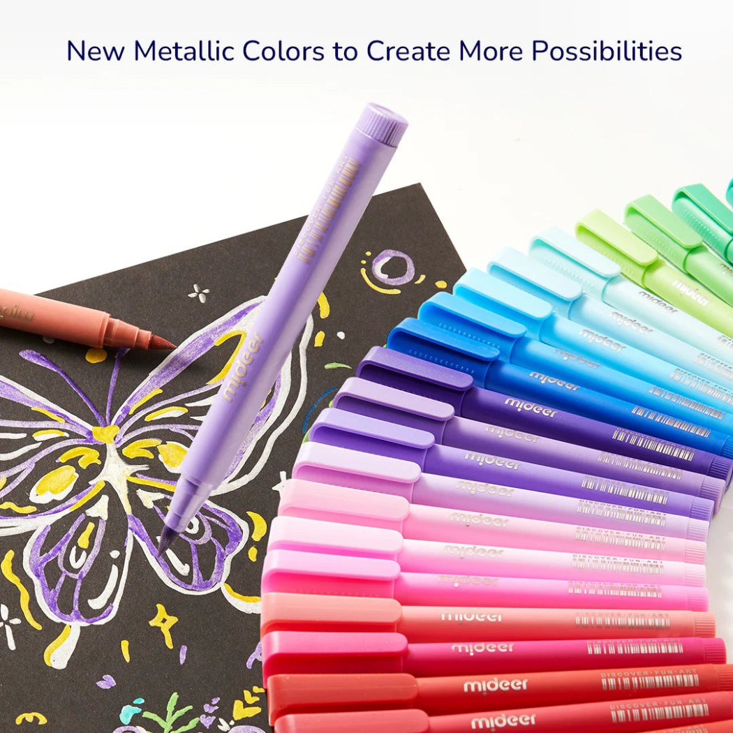 36 Kolorów - Markery Akrylowe z Pędzelkową Końcówką w Futerale z Rączką i Paskiem - Mideer