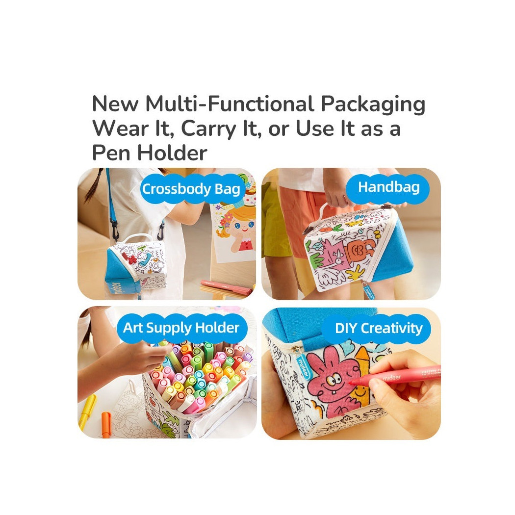 60 Kolorów - Markery Akrylowe z Pędzelkową Końcówką w Futerale z Rączką i Paskiem - Mideer