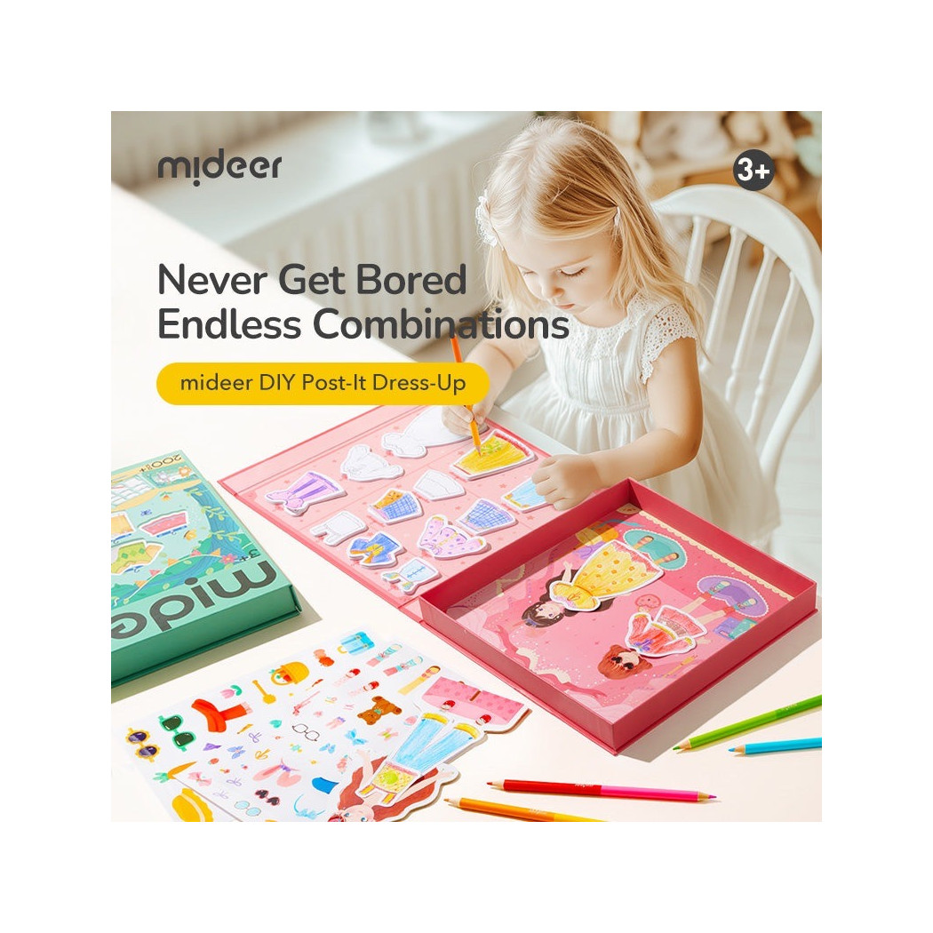 Przyjaciółki - Zestaw Kreatywny Projektantki - Przebieranka Kolorowanka - 200 elementów - Mideer