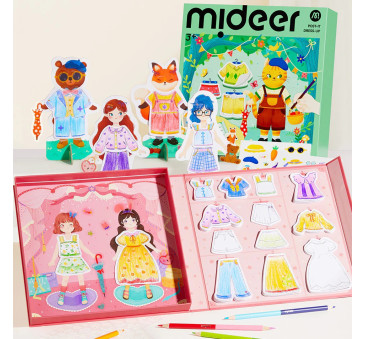 Przyjaciółki - Zestaw Kreatywny Projektantki - Przebieranka Kolorowanka - 200 elementów - Mideer