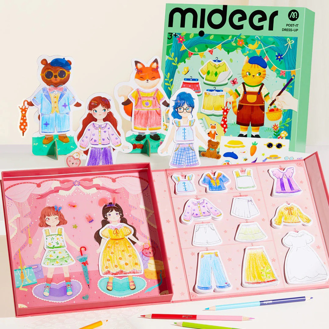 Przyjaciółki - Zestaw Kreatywny Projektantki - Przebieranka Kolorowanka - 200 elementów - Mideer