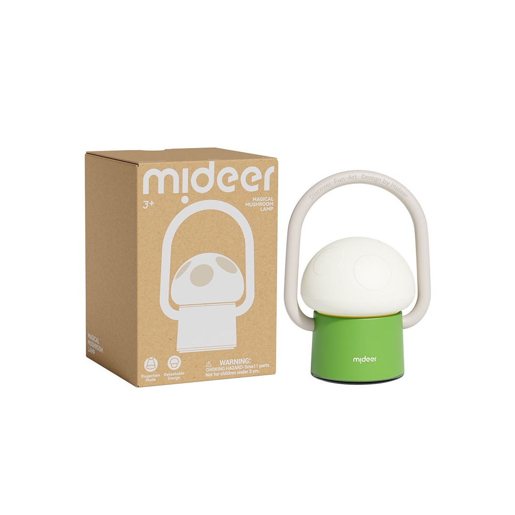 Magiczny Grzybek - Lampka Nocna z Projektorem Nocnego Nieba - Latarenka z Uchwytem - Mideer