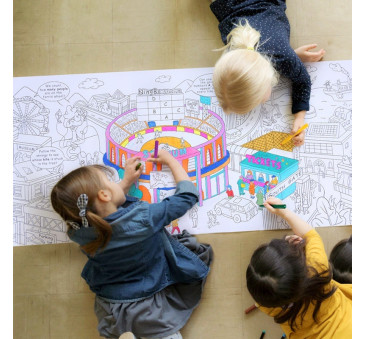 Miasto - Ogromna Kolorowanka w Rolce z Zagadkami - 10 metrów x 43 cm - Mideer