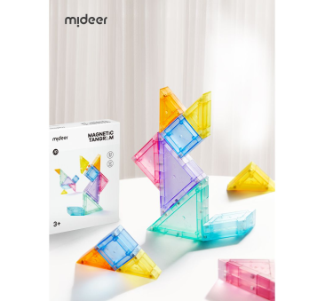 Tangram 3D - Gra Układanka Magnetyczna z Klepsydrą - Klocki Magnetyczne 7 elementów - Mideer