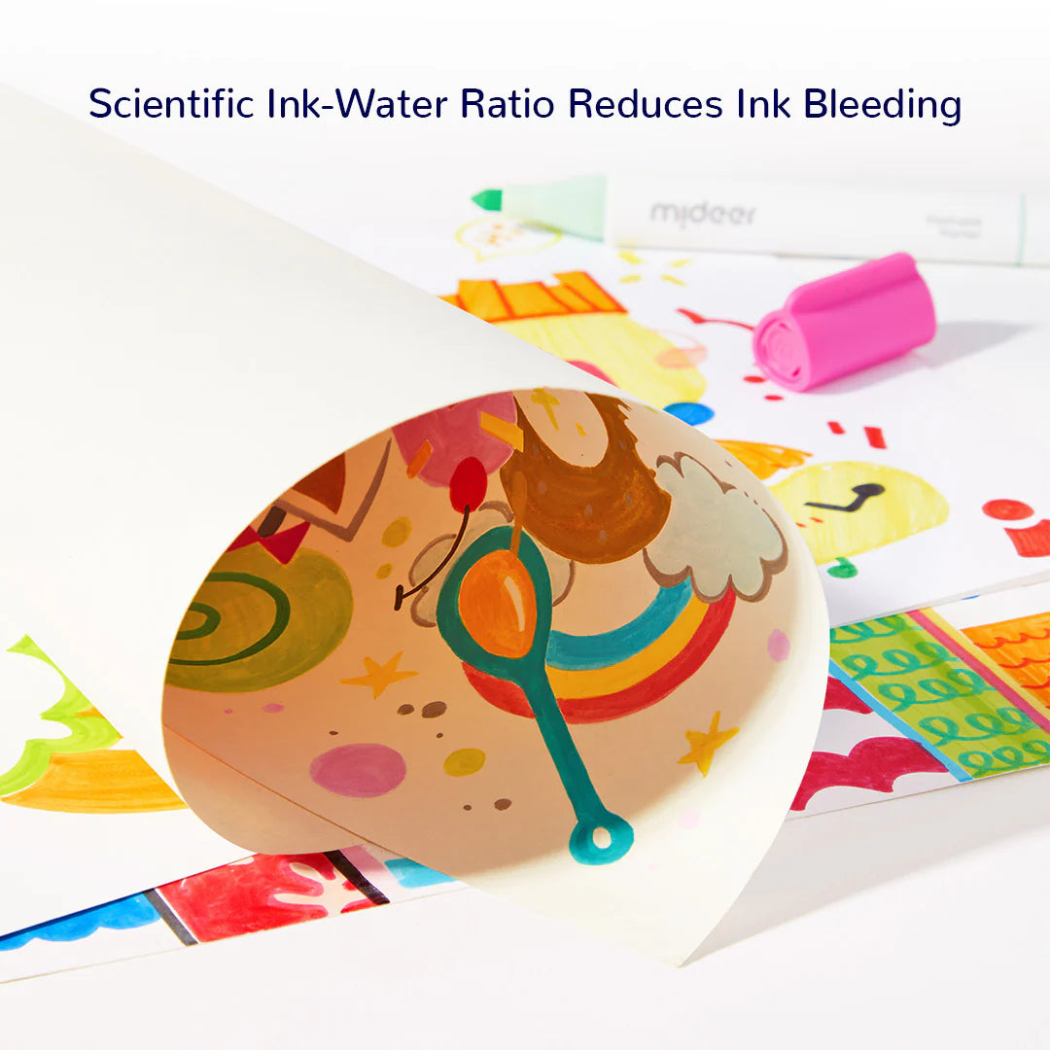 Markery Dwustronne 12 Kolorów - Zmywalne Pisaki Mazaki dla Dzieci - Mideer