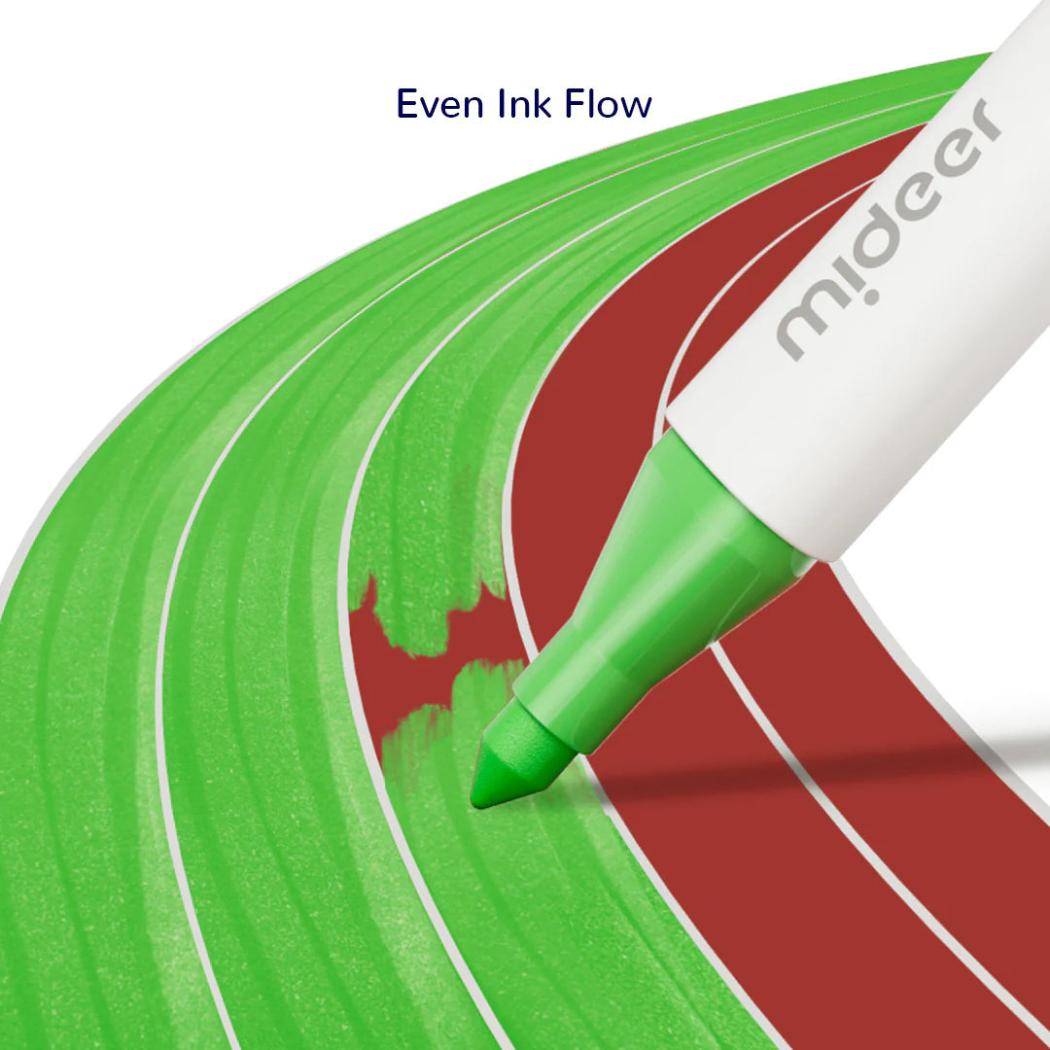 Markery Dwustronne 12 Kolorów - Zmywalne Pisaki Mazaki dla Dzieci - Mideer