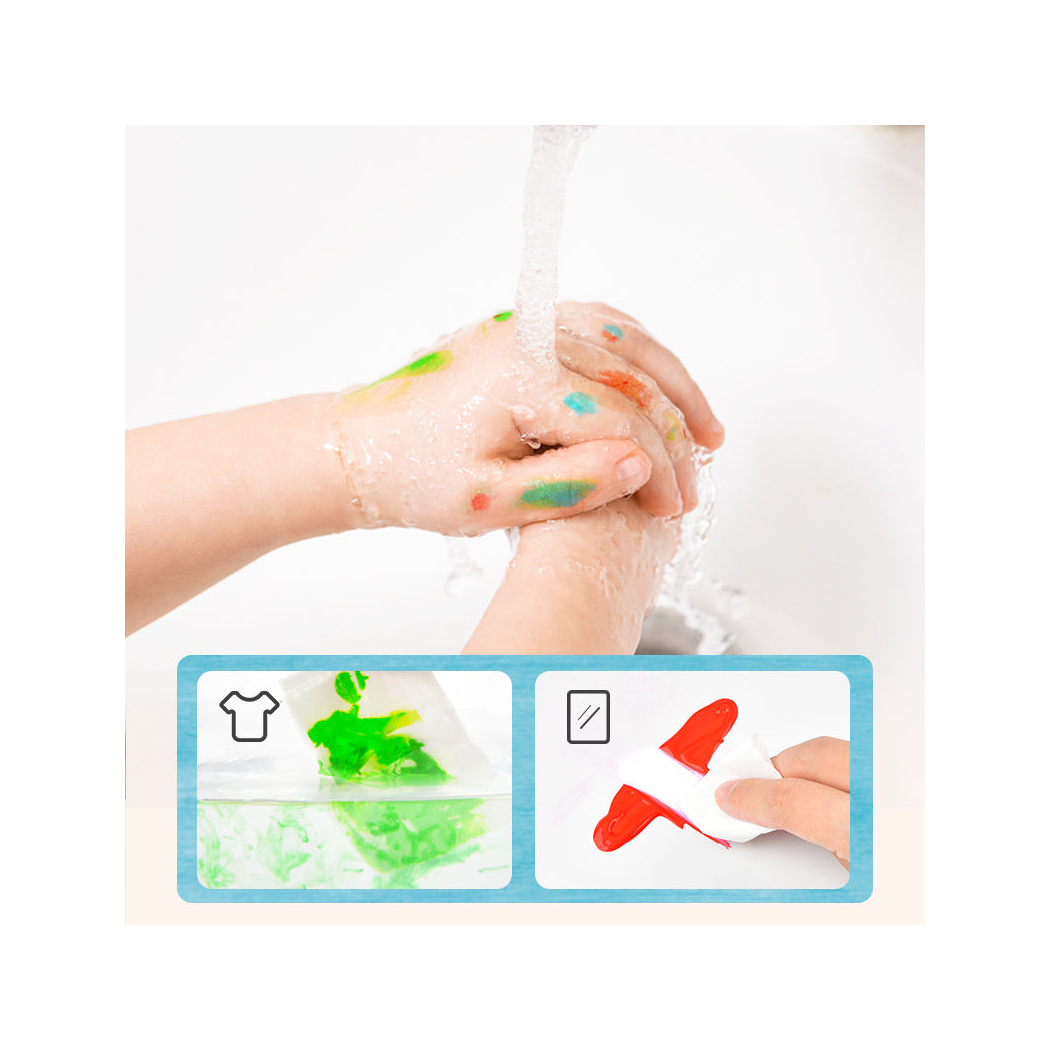 Farby do Malowania Palcami w Tubkach - 6 kolorów - Łatwo Zmywalne Wodą - Mideer