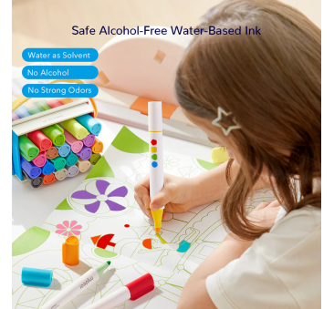 Markery Dwustronne 12 Kolorów - Zmywalne Pisaki Mazaki dla Dzieci - Mideer