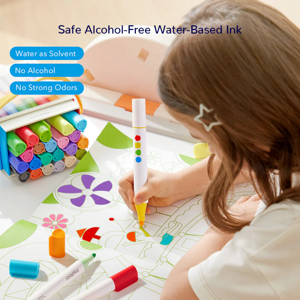 Markery Dwustronne 12 Kolorów - Zmywalne Pisaki Mazaki dla Dzieci - Mideer