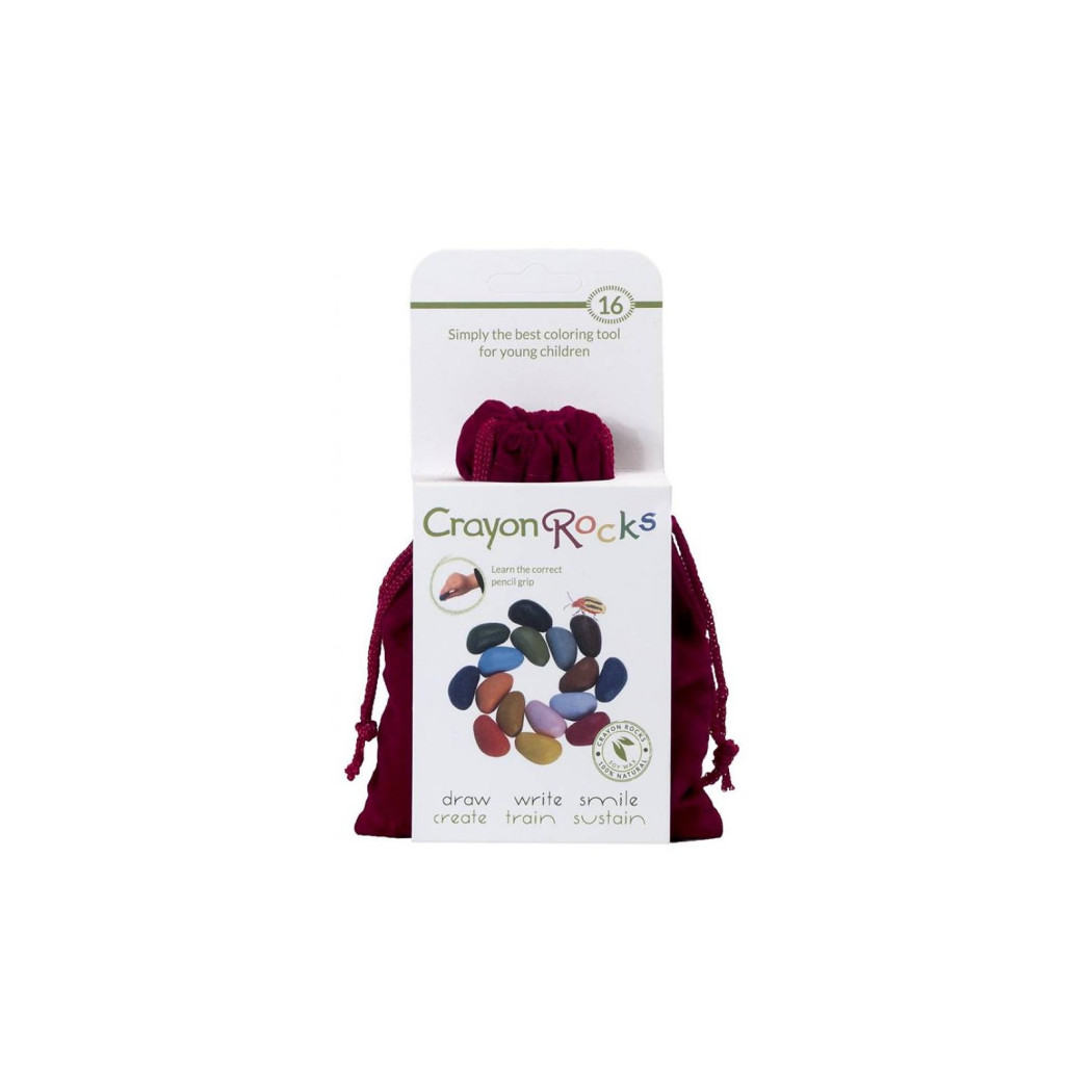 Crayon Rocks 16A - kredki stożkowe kamyki - 16 sztuk w aksamitnym woreczku