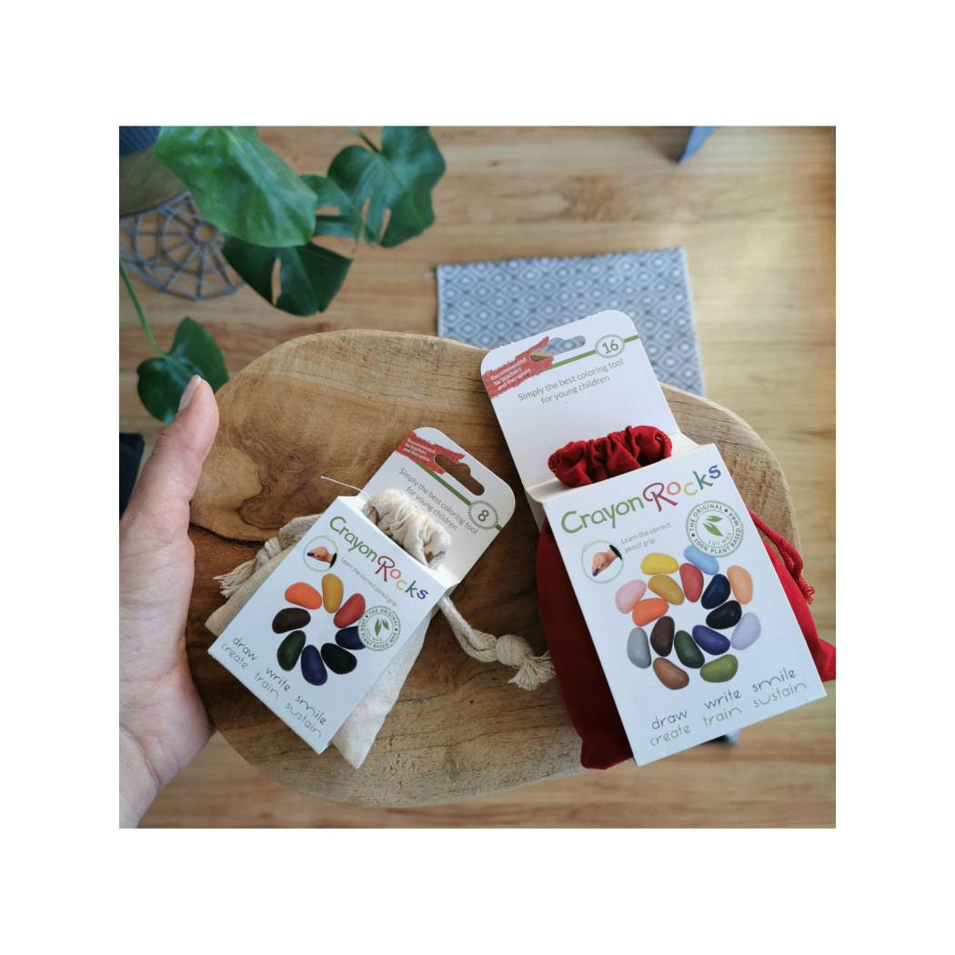 Crayon Rocks 16A - kredki stożkowe kamyki - 16 sztuk w aksamitnym woreczku