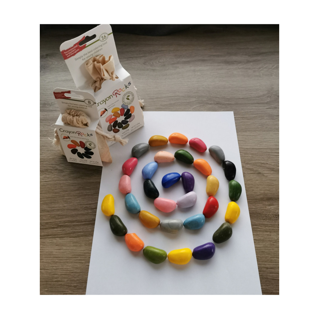 Crayon Rocks 16A - kredki stożkowe kamyki - 16 sztuk w aksamitnym woreczku