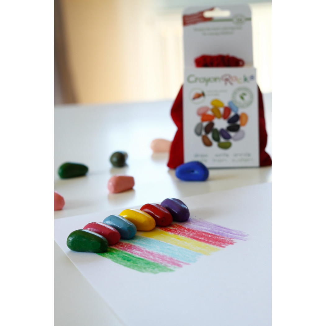 Crayon Rocks 16A - kredki stożkowe kamyki - 16 sztuk w aksamitnym woreczku