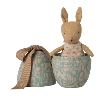 PROMOCJA Króliczek w Metalowej Pisance - Niebieski - Malutki Zajączek w Wielkanocnym Jajku - Maileg