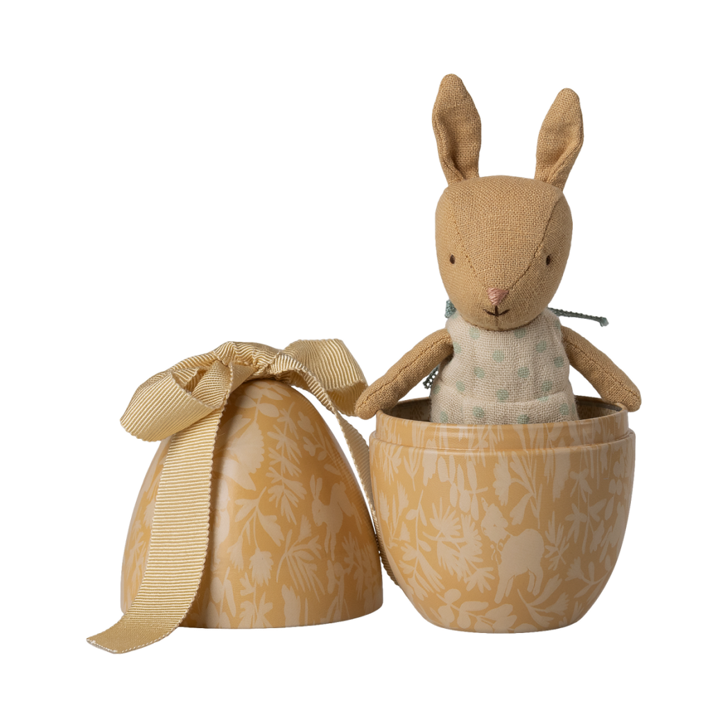 PROMOCJA Króliczek w Metalowej Pisance - Żółty - Malutki Zajączek w Wielkanocnym Jajku - Maileg