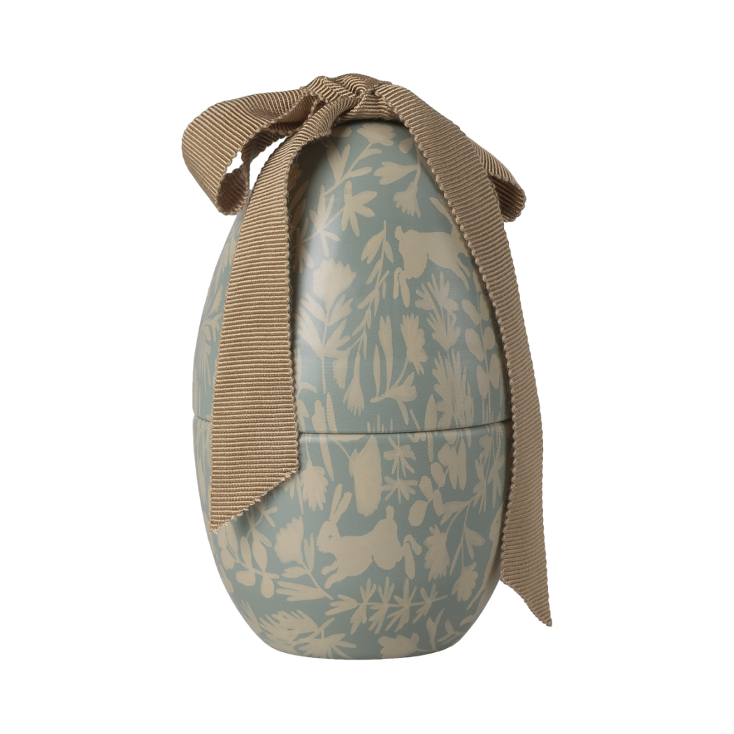 Metalowa Pisanka z Kokardą - 11 cm - Błękitny - Wielkanocne Jajko Szkatułka na Prezent - Maileg