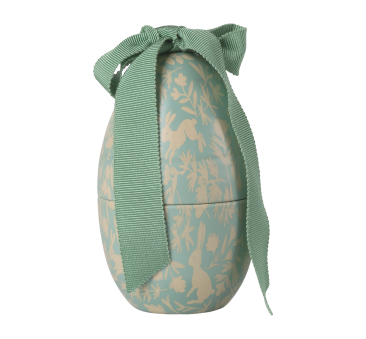 Metalowa Pisanka z Kokardą - 11 cm - Miętowy - Wielkanocne Jajko Szkatułka na Prezent - Maileg