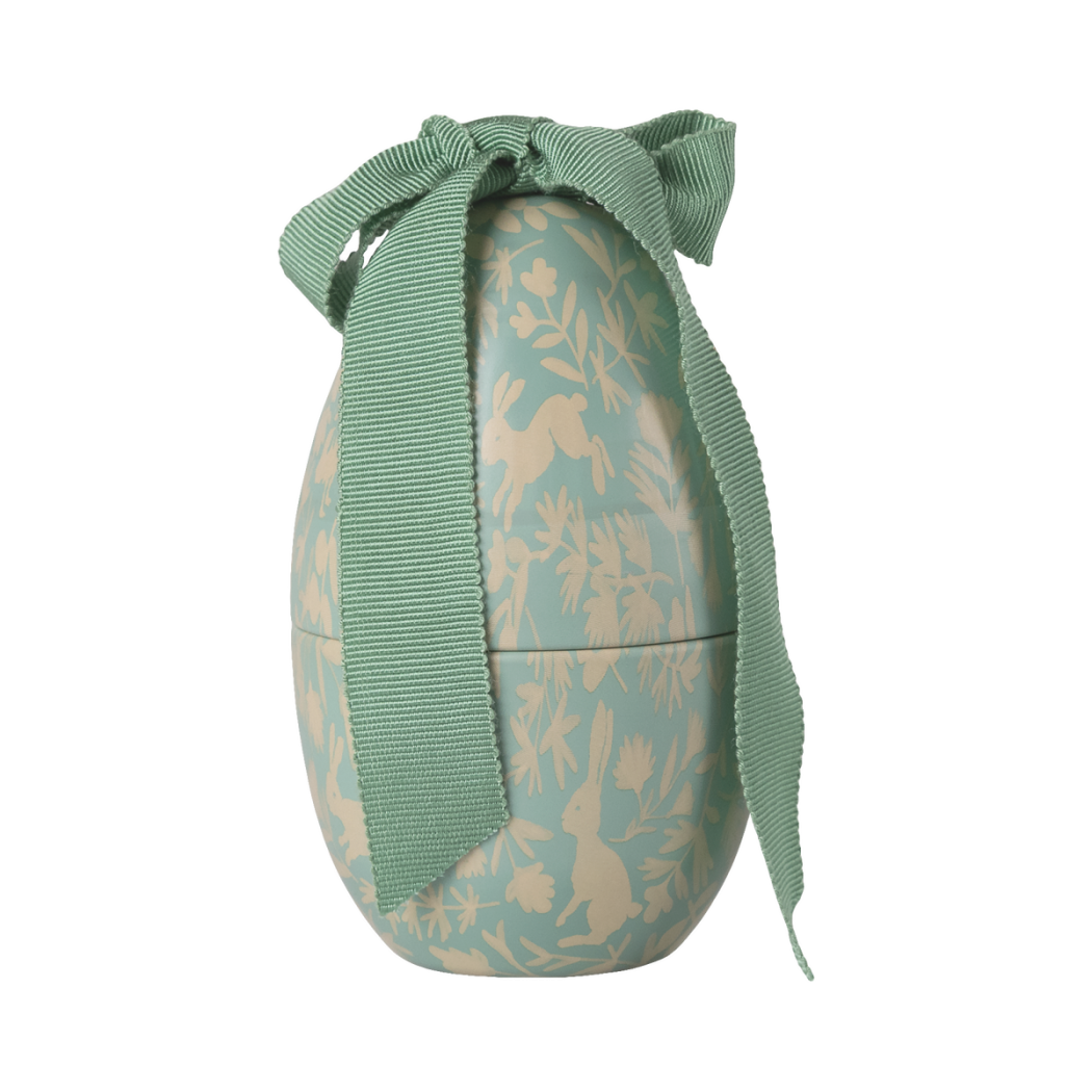 Metalowa Pisanka z Kokardą - 11 cm - Miętowy - Wielkanocne Jajko Szkatułka na Prezent - Maileg